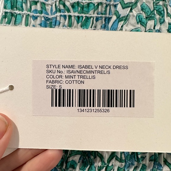 Tuckernuck Pink City Prints- Exclusive Mint Trellis Isabel V-Neck Dress (Small) - Picture 4 of 6